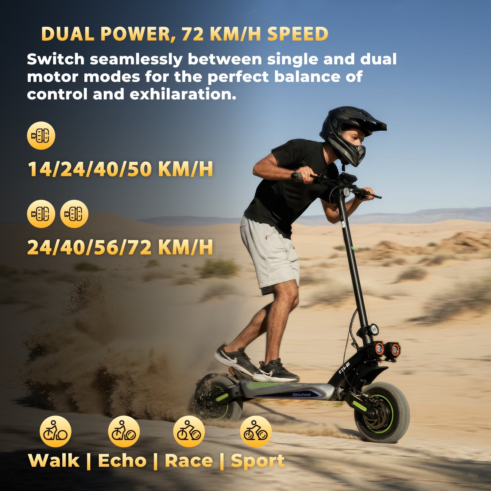 isinwheel GT4 2400W Dual Motor Off-Road Electric Scooter - ECOGO